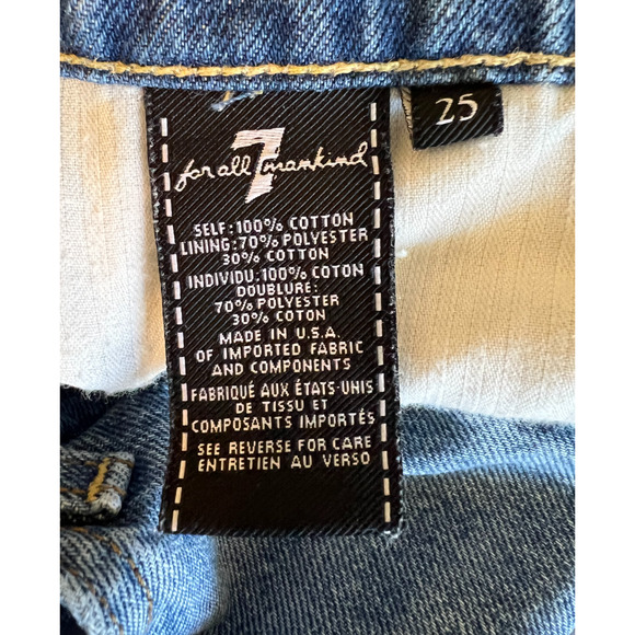 7 For All Mankind Denim Shorts Womens Size 25 Distressed Button Fly Short Shorts - Picture 2 of 10